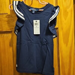 Polo Ralph Lauren Navy Blue Ruffle Sleeve Top